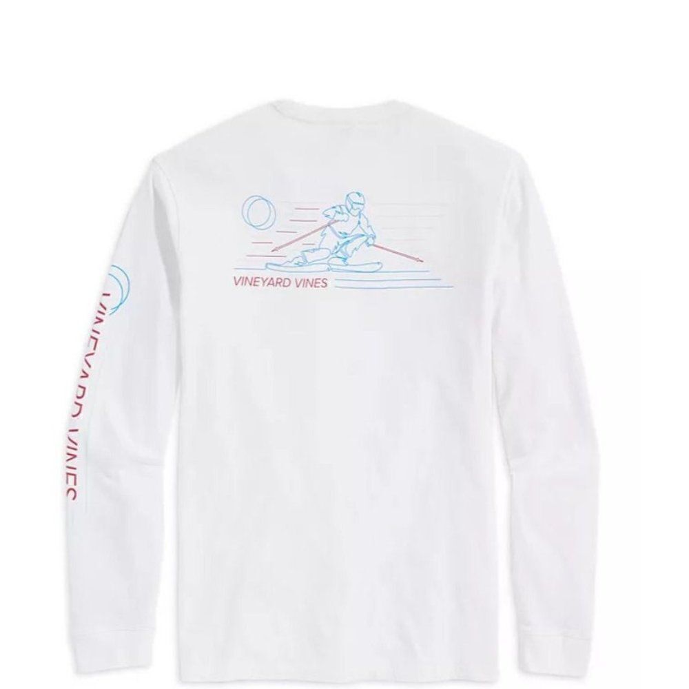 Vineyard Vines Shirt Downhill Skiier Skiing Graphic Long Sleeve XXL White NWT